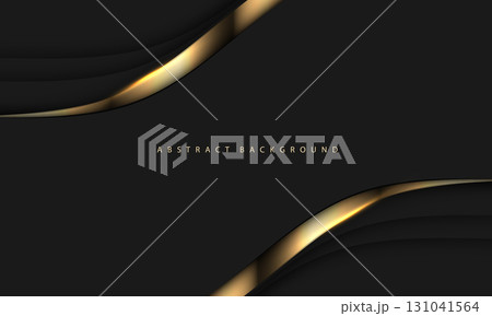 Abstract luxury golden curve on black banner design modern futuristic creative background vector 131041564