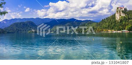 Beauty in nature. idyllic lake scenery - magic  Bled in Slovenia, popular tourist attraction and one of the most beautiful natural parks in Europe 131041807