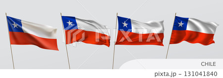 Set of Chile waving flag on isolated background vector illustration Set of Chile waving flag on isolated background vector illustration 131041840