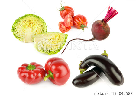 Fresh Assorted Vegetables on White Background 131042587