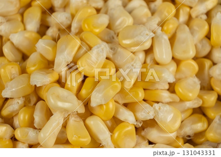 Close-Up Of Fresh Corn Kernels Texture From Above. 131043331