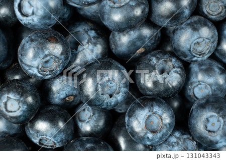Healthy Ripe Blueberries Macro. Superfood Close-Up Pattern. 131043343