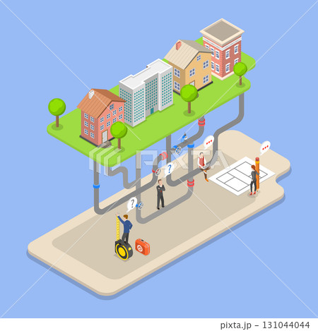 3D Isometric Flat Vector Illustration of Sewer Network, Advancements In Underground Networks And Urban Pipelines Engineering 131044044