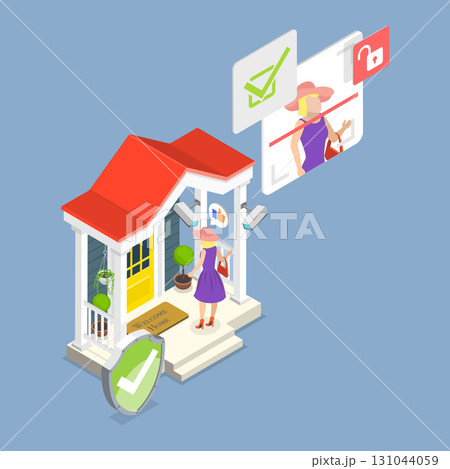 3D Isometric Flat Vector Illustration of Face Recognition System, Touch-Free Security Access Control 3D Isometric Flat Vector Illustration of Face Recognition System, Touch-Free Security Access Control 131044059