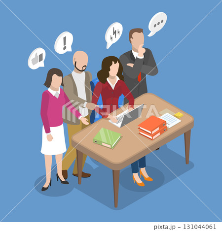 3D Isometric Flat Vector Illustration of Business Communication, Brainstorming, The Power Of Team Collaboration 131044061