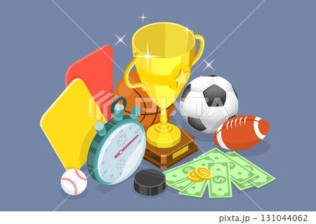 3D Isometric Flat Vector Illustration of Bookmaker Promo Advertising, Template Design For Sports Betting Banner 3D Isometric Flat Vector Illustration of Bookmaker Promo Advertising, Template Design For Sports Betting Banner 131044062