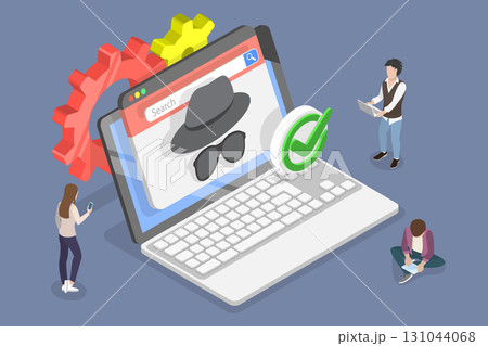 3D Isometric Flat Vector Illustration of Incognito Mode, Browsing The Internet Privately And Anonymously 3D Isometric Flat Vector Illustration of Incognito Mode, Browsing The Internet Privately And Anonymously 131044068