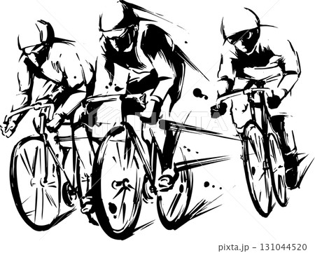 競輪のレースの墨絵イラスト 競輪のレースの墨絵イラスト 131044520