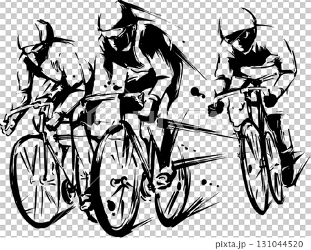 競輪のレースの墨絵イラスト 競輪のレースの墨絵イラスト 131044520