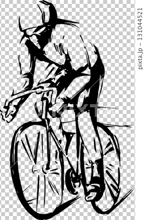 競輪の選手の墨絵イラスト 131044521
