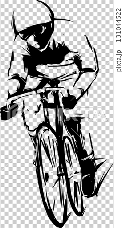 自行車賽車手的水墨畫插圖 131044522