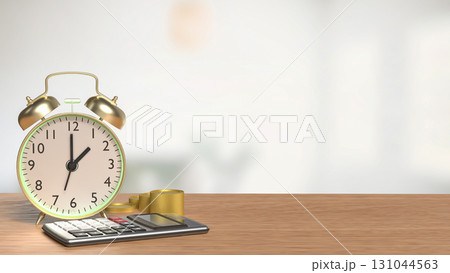 The Clock and calculator for Saving or Earn concept 3d Rendering. The Clock and calculator for Saving or Earn concept 3d Rendering. 131044563