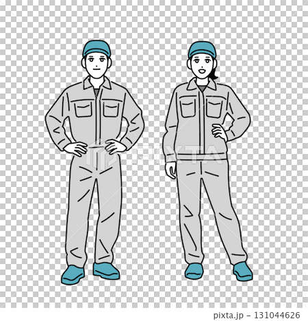 作業員の男女の全身イラスト 131044626