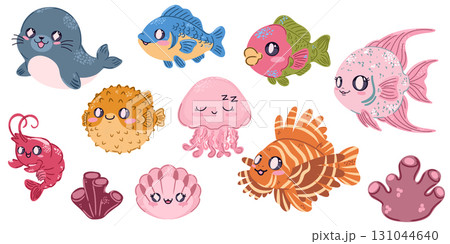 cute animals set in different colors 131044640