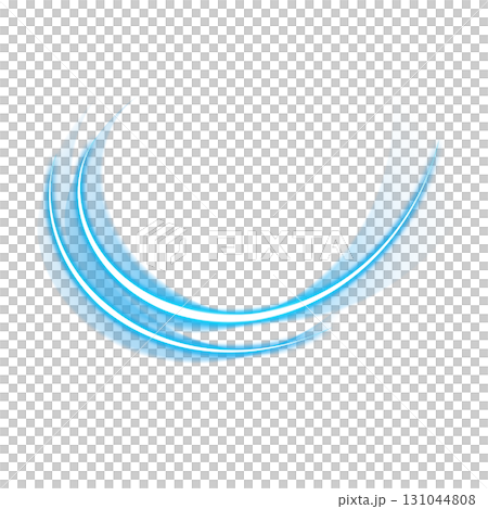 Blue luminous curve shape on transparent background Blue luminous curve shape on transparent background 131044808