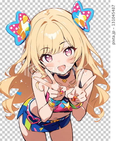 一個女孩做出和平手勢來讓你開心的插圖 一個女孩做出和平手勢來讓你開心的插圖 131045487