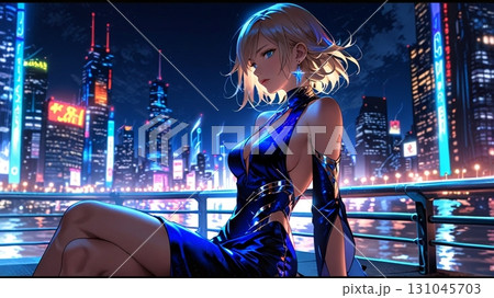 都会で海を見つめる女性 131045703