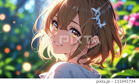 帽子をかぶったかわいい小学生の女の子 131045734