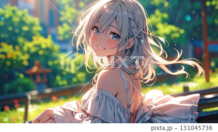 帽子をかぶったかわいい小学生の女の子 131045736