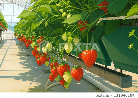 ビニールハウスのいちご栽培 Strawberry Greenhouse Farming ビニールハウスのいちご栽培 Strawberry Greenhouse Farming 131046104