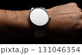 Blank kinetic watch worn mockup, isolated wrist crop Blank kinetic watch worn mockup, isolated wrist crop 131046354