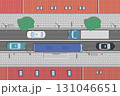 urban European city street road with cars and buildings top view illustration 131046651