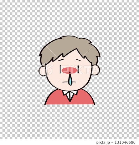 Illustration of a child with a runny nose Illustration of a child with a runny nose 131046680