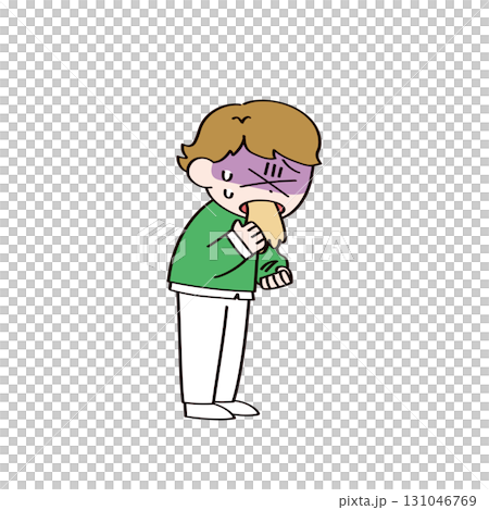 Illustration of a child vomiting 131046769
