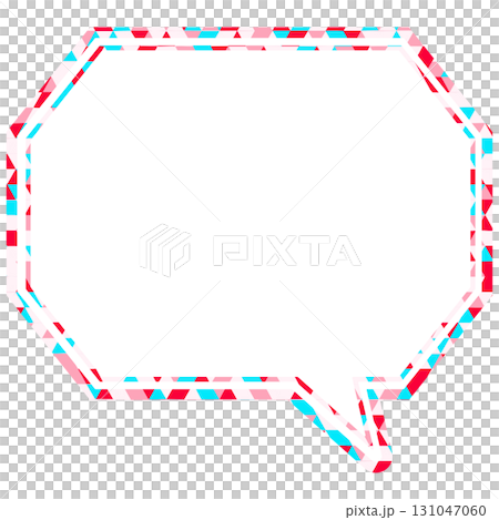 Stained glass style speech bubble, triangular pattern, octagonal shape with corners Stained glass style speech bubble, triangular pattern, octagonal shape with corners 131047060