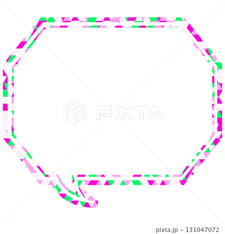 ステンドグラス風吹き出し　三角形模様　角のある八角形 131047072