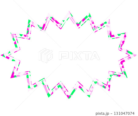 ステンドグラス風吹き出し　三角形模様　細長いギザギザした形 131047074