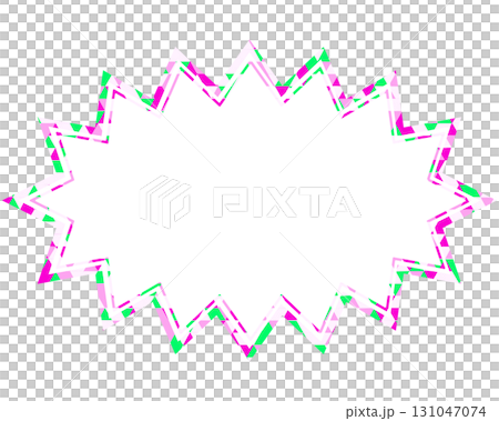 ステンドグラス風吹き出し　三角形模様　細長いギザギザした形 131047074