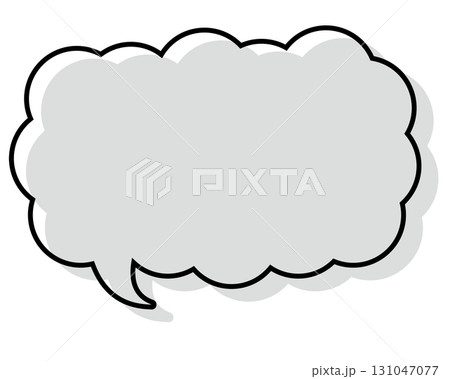 シンプルな線がずれた吹き出し　細長い雲形 131047077