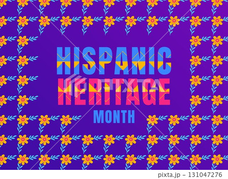 hispanic heritage month bold typography with floral ethnic pattern 131047276