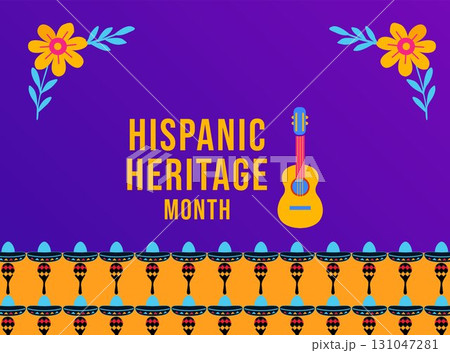 hispanic heritage month festival design with guitar and floral art 131047281