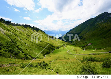 ブリエンツ鉄道から眺めるスイスの美しい山岳風景と絶景パノラマ 131047344