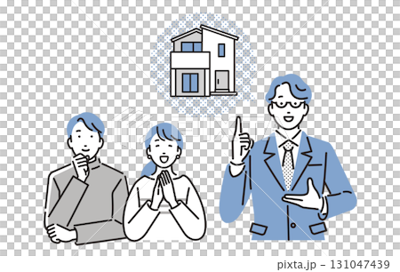 人物 ハウスメーカーの男性スタッフと夫婦イメージ 人物 ハウスメーカーの男性スタッフと夫婦イメージ 131047439