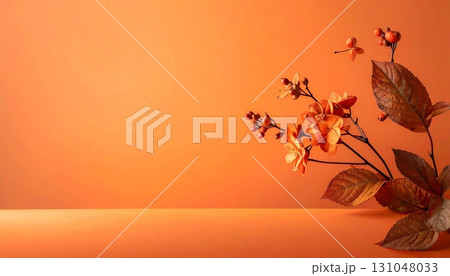 ソフト光のマットオレンジ背景素材 131048033