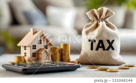A tax calculator created specifically for home buyers, reflecting the impending tax day and the importance of financial planning for real estate purchases 131048144