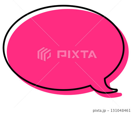 シンプルな線がずれた吹き出し　丸形 131048461