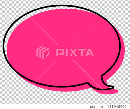 シンプルな線がずれた吹き出し　丸形 131048461