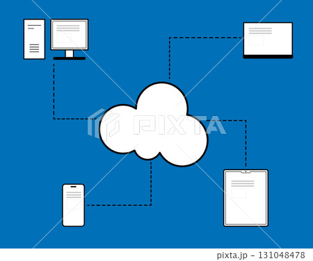 Infographic of Computer, laptop, tablet and smartphone share data on cloud computing, flat design vector illustration of technology devices productivity isolated background icon style. Infographic of Computer, laptop, tablet and smartphone share data on cloud computing, flat design vector illustration of technology devices productivity isolated background icon style. 131048478