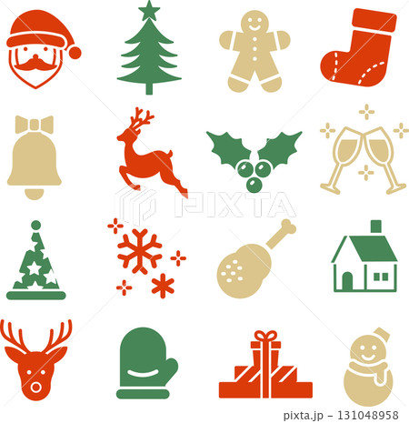 ベクターでカラーのクリスマスのアイコンセット 131048958