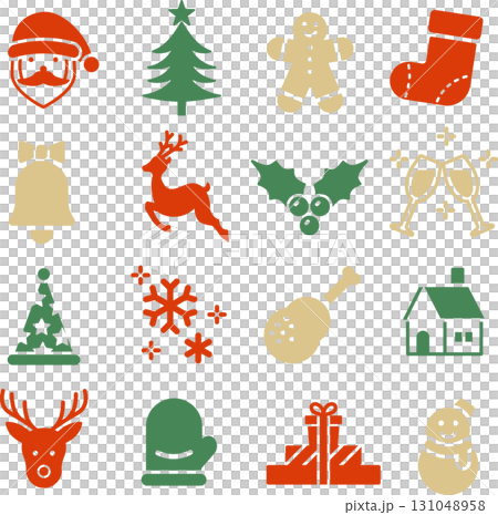 ベクターでカラーのクリスマスのアイコンセット 131048958