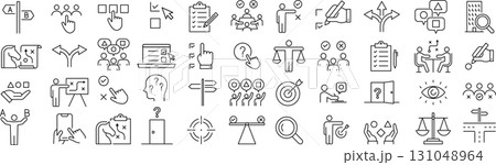 ベクターでモノクロの選択に関する線画アイコンセット ベクターでモノクロの選択に関する線画アイコンセット 131048964