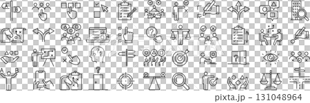 Set of line art icons for monochrome selection in vector Set of line art icons for monochrome selection in vector 131048964