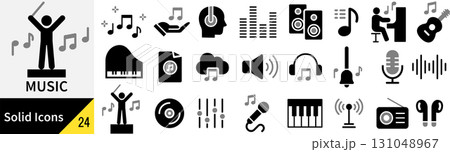ベクターの音楽に関するシルエットアイコンセット 131048967