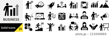 ベクターのビジネスに関するシルエットアイコンセット ベクターのビジネスに関するシルエットアイコンセット 131048969