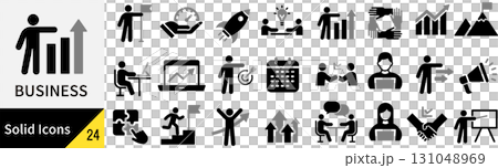 ベクターのビジネスに関するシルエットアイコンセット ベクターのビジネスに関するシルエットアイコンセット 131048969