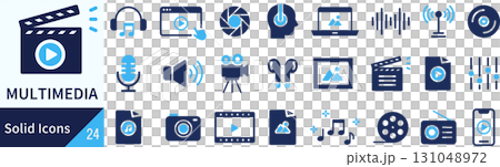 Vector multimedia silhouette icon set 131048972